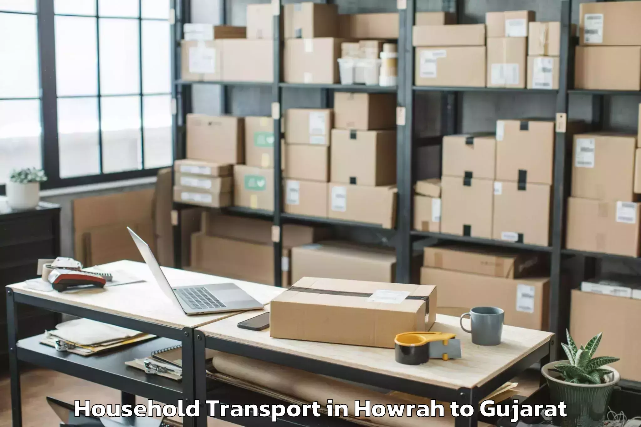 Book Howrah to Wankaner Household Transport Online